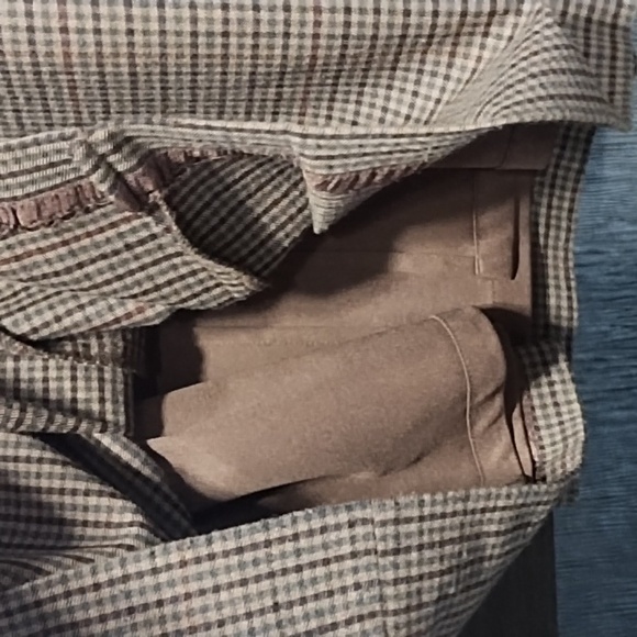 David Warren Skirt Stretch Waistband Open Front Slit Zipper Browns Lined Size 14 - Picture 4 of 9